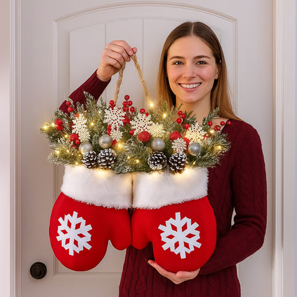 Christmas Garland Creative Glove Shaped Simulated Flower Wreath