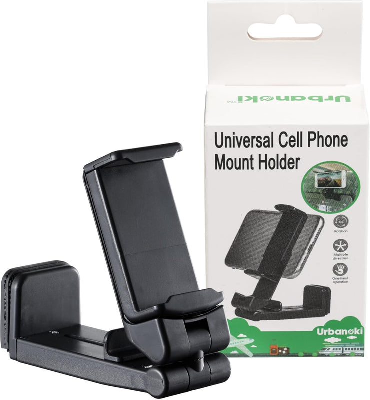 Urbanoki Airplane Phone Holder Mount 360° Rotation Stand for Travel Desk - Black