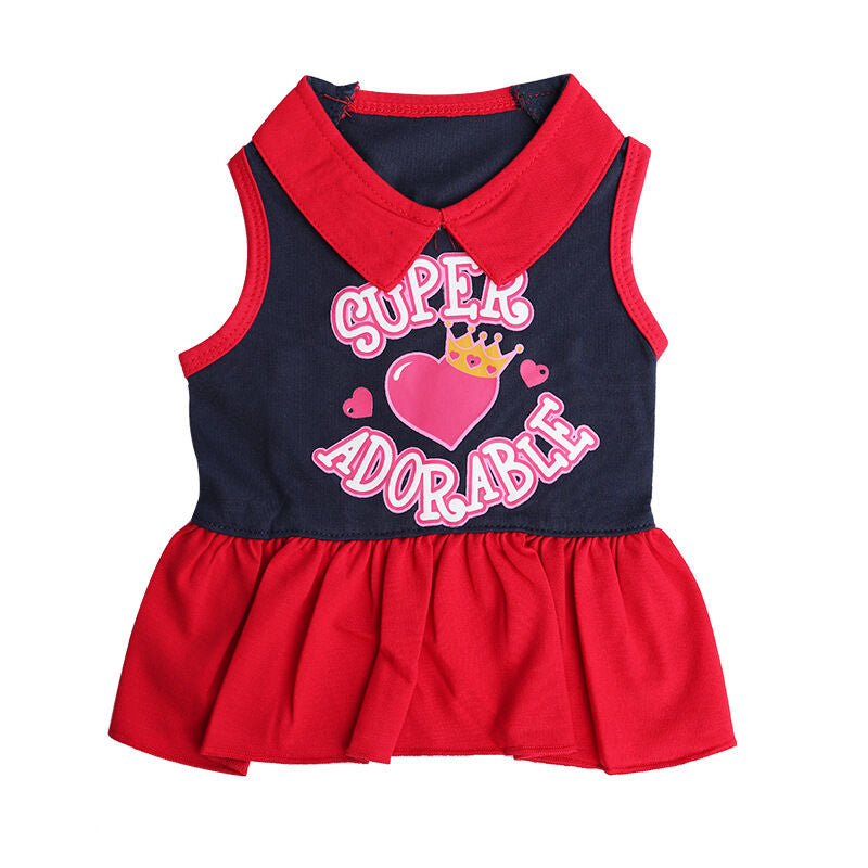 Pet products 2-Piece Dog Summer Dress Set - Team Spirit & SUPER ADORABLE Designs, Red White Stripes & Navy Blue, Peter Pan Collar, Cute Fit for Dogs（M）