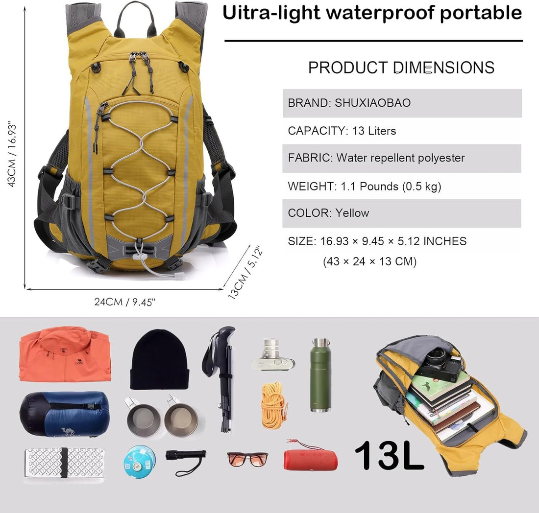 Small Hiking Backpack Lightweight Waterproof Daypack for Camping Cycling Fitness Outdoor Sports - Women Men Teens