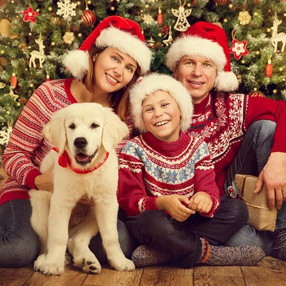 3 Pack Christmas Santa Hats for Adults - Extra Thicken Velvet Santa Claus Hats for Women Men Fluffy Plush Xmas Hats Christmas Party Supplies New Year's Eve Party Hats for Adults Teenagers