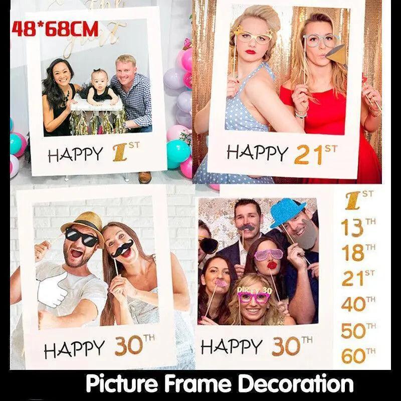 1Th 18Th-60Th Photo Booth Props Picture Frame Wedding Birthday Party Decoration - Happy 18TH