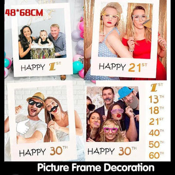 1Th 18Th-60Th Photo Booth Props Picture Frame Wedding Birthday Party Decoration - Happy 21ST