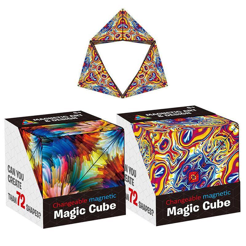 Variety Changeable Magnetic Magic Cube 3D Hand Flip Puzzle Anti Stress Toys Gift - Flame Pattern