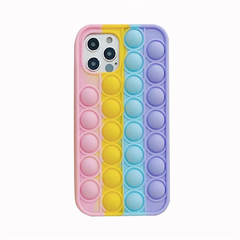 Rainbow Pop Fidget Toys Push It Bubble Phone Case For iPhone 7 8 Plus X XR 11 12 Pro Max - iPhone 12