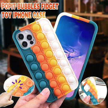 Blue-White Pop Fidget Toys Push It Bubble Phone Case For Iphone - iPhone 13