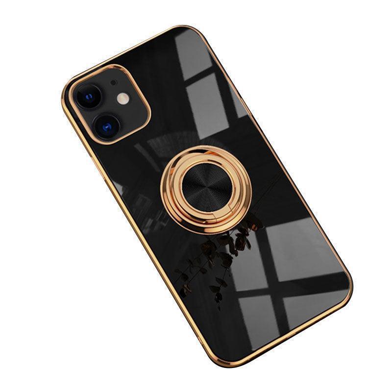 Black Luxury Shockproof Silicone Ring Case Stand Cover for iPhone 14 13 12 Pro Max - iPhone 14 Pro