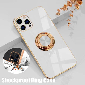 White Luxury Shockproof Silicone Ring Case Stand Cover for iPhone 14 13 12 Pro Max - iPhone 7/8/SE2