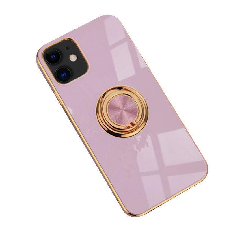 Light Purple Luxury Shockproof Silicone Ring Case Stand Cover for iPhone 14 13 12 Pro Max - iPhone XR