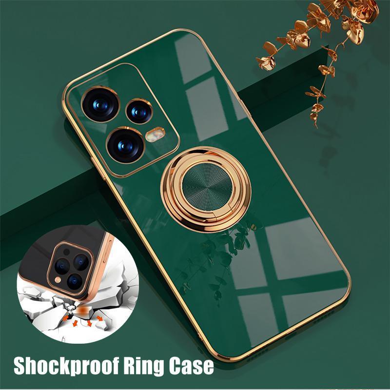 Dark Green Luxury Shockproof Silicone Ring Case Stand Cover for iPhone 14 13 12 Pro Max - iPhone 14 Pro