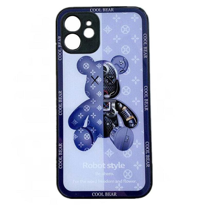 For iPhone 13 Pro Max 12 11XS XR Luxury Cool Bear Shockproof Glass Case Purple - iPhone XS Max