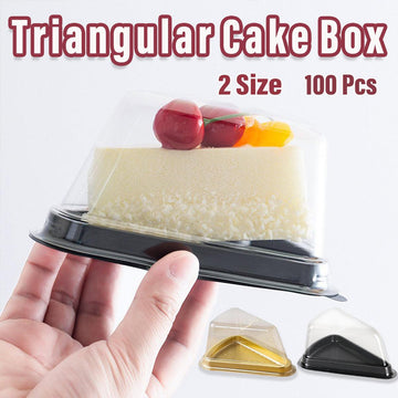 100pcs Triangle Cake Boxes for Bakery Packaging Pastry Gift Boxes for Parties - Black-7x14x6cm