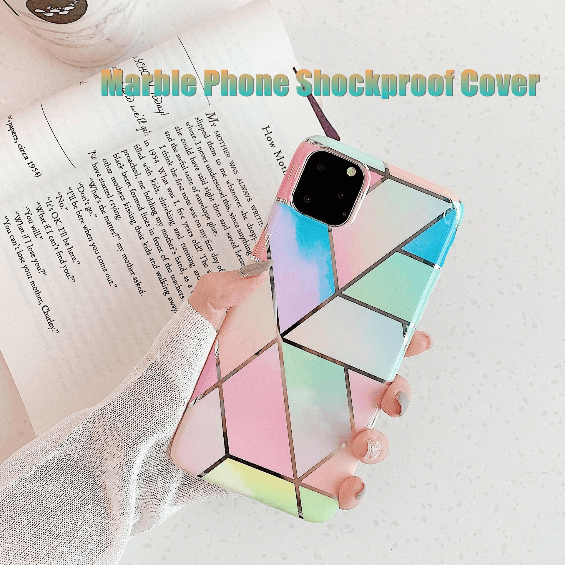 Rainbow Case for iPhone 14 13 12 11 Pro Max XR XS Marble Phone Shockproof Cover Silicone - For iphone  13