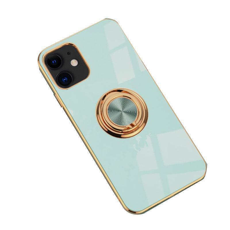 Light Cyan Luxury Shockproof Silicone Ring Case Stand Cover for iPhone 14 13 12 Pro Max - iPhone 11 Pro