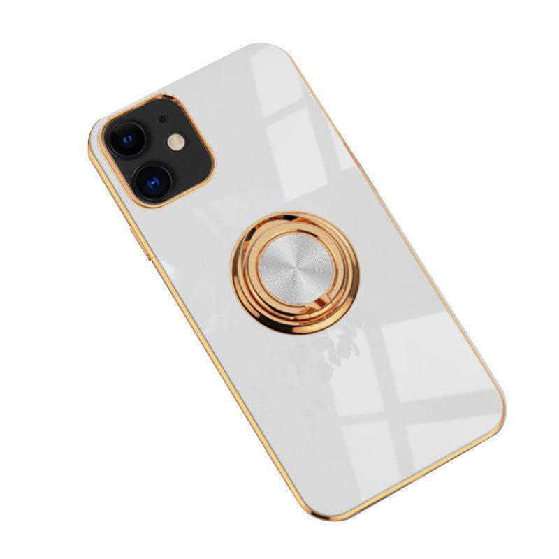 White Luxury Shockproof Silicone Ring Case Stand Cover for iPhone 14 13 12 Pro Max - iPhone 13