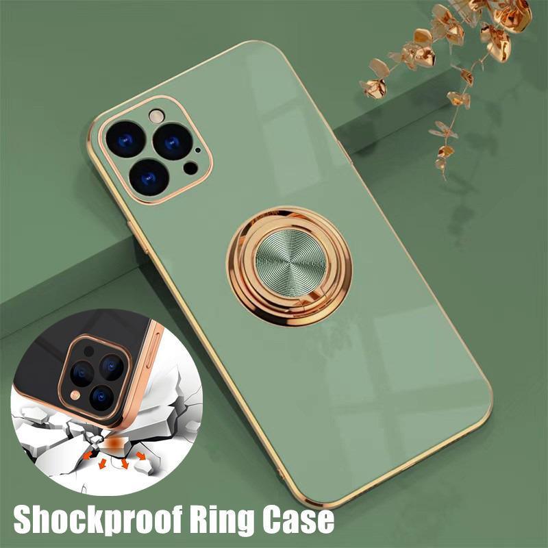 Fruit Green Luxury Shockproof Silicone Ring Case Stand Cover for iPhone 14 13 12 Pro Max - iPhone 12 Pro Max