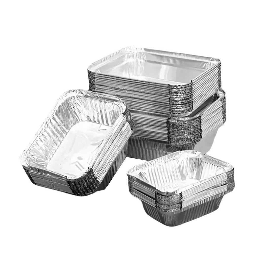 125PCS Disposable Quadrate Tin Foil Pans Oven Grill Safe Non-Stick Baking Trays - 125pcs-230ml