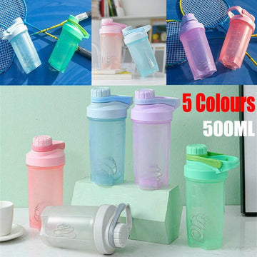 500ml Protein Powder Shake Ball Bottle Sport Mixer Shaker Mixing Drinking Cup - Pink