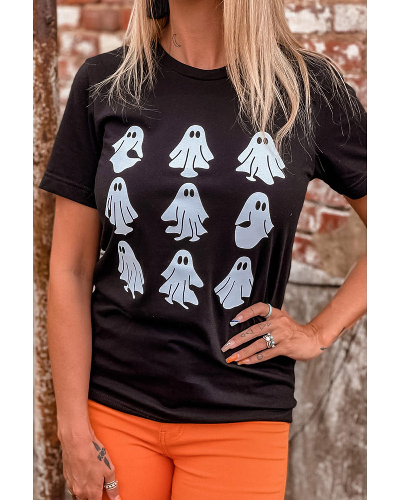 Black Halloween Ghost Graphic Tee - XL
