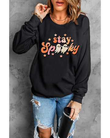 Black Halloween stay Spooky Graphic Sweatshirt - L
