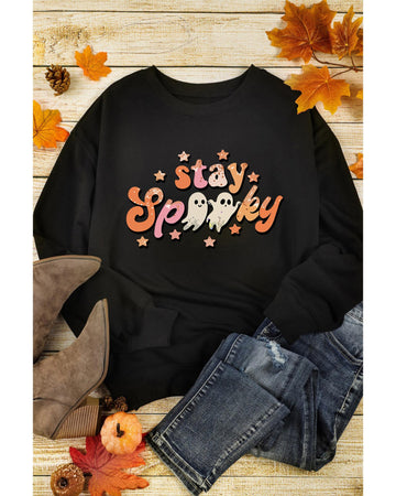 Black Halloween stay Spooky Graphic Sweatshirt - S
