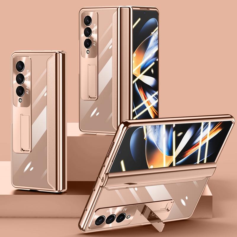 For Samsung Galaxy Z Fold4 5G Samsung Fold 4 Full Body Hinge Case - Electroplated - Gold