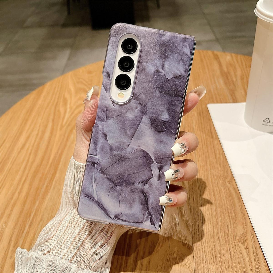 For Samsung Galaxy Z Fold4 5G Shockproof Full Coverage Porcelain Case Samsung Galaxy Fold3 4 - Purple
