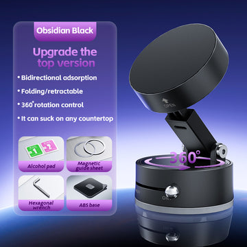 Black Foldable Vacuum Suction Phone Stand for Navigation and Calls