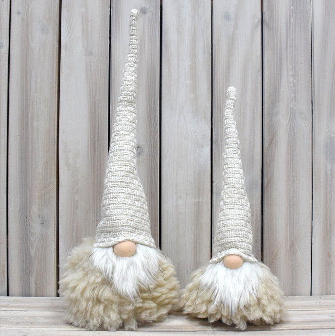 Off White Charming Handcrafted Christmas Gnome - Nordic Tomte Plush Figurine for Holiday Decor(11*11*36cm)
