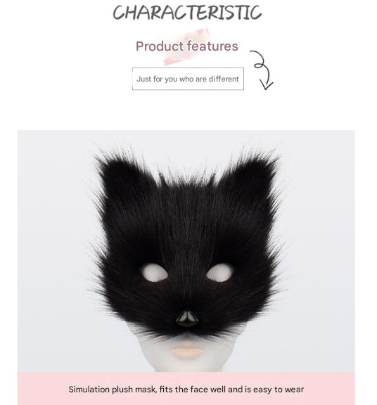 Reddish-brown Halloween Furry Fox Costume Set - Plush Mask, Ears Headband, Tail, and Paws for Cosplay