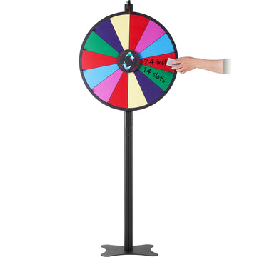 VEVOR 24 inch Spinning Prize Wheel, 14 Slots Spinning Wheel, Roulette Wheel with a Dry Erase and 2 Markers, Tabletop or Floor Standing Win Fortune Spin Games in Party Pub Trade Show Carnival