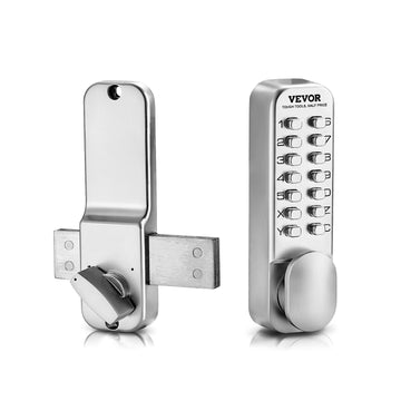 VEVOR Mechanical Keyless Entry Door Lock, 14 Key Mechanical Door Lock, Mechanical Keypad Door Lock with Adjustable Thumb Knob, Single-Side Zinc Alloy Waterproof Keyless Gate Lock, for Home Office