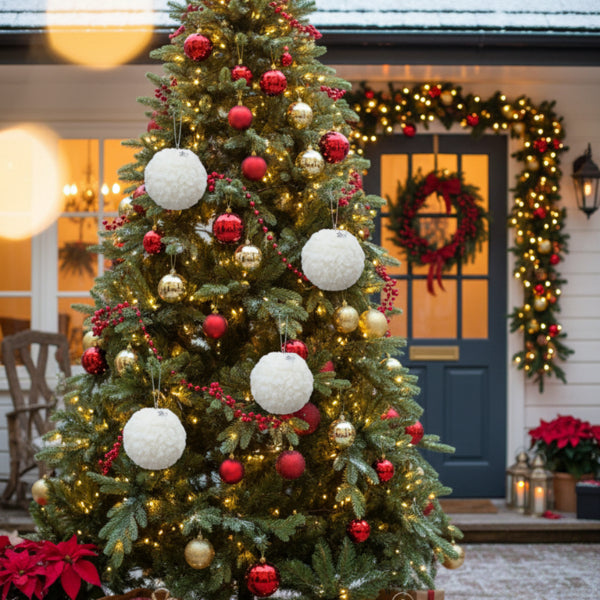 6PCS Set Christmas Ball Ornaments Cream Ruffle Hanging Decorations For Xmas Tree Holiday Home Decor FBA Shipment