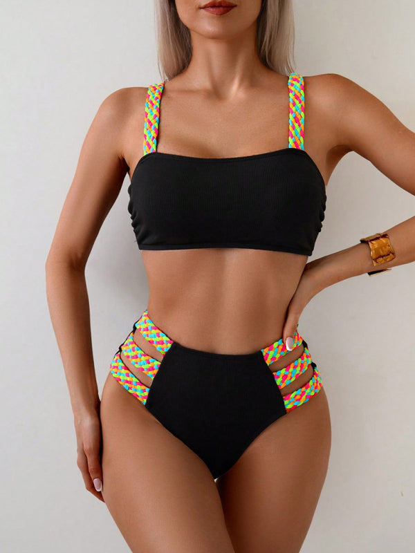 Multicolor mixed style braided bikini